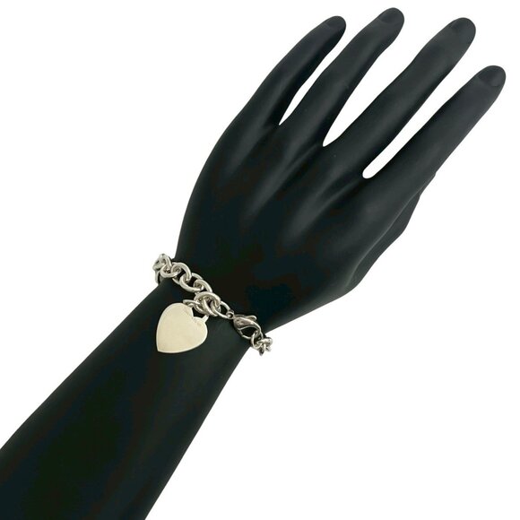TIFFANY Silver Heart Charm Bracelet